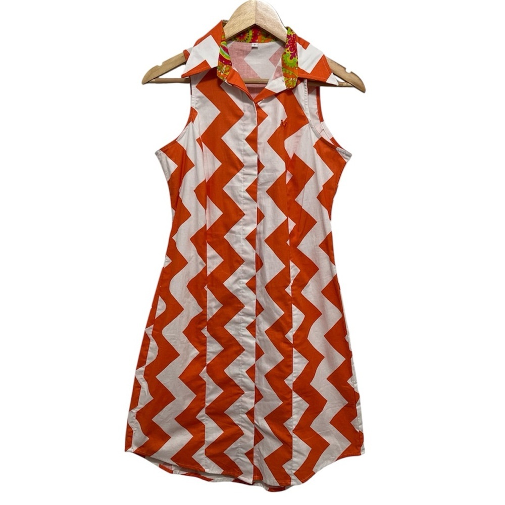 MIDDY N ME Chevron Cotton Shirt Dress Size 2